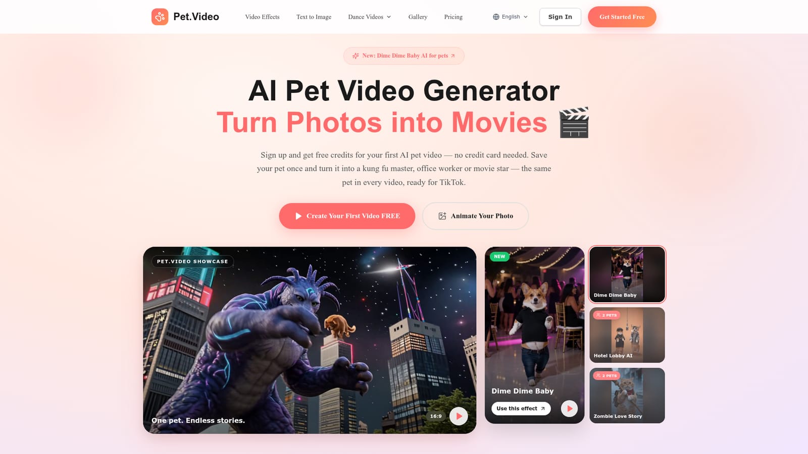 Pet.Video — Create an account and claim free credits