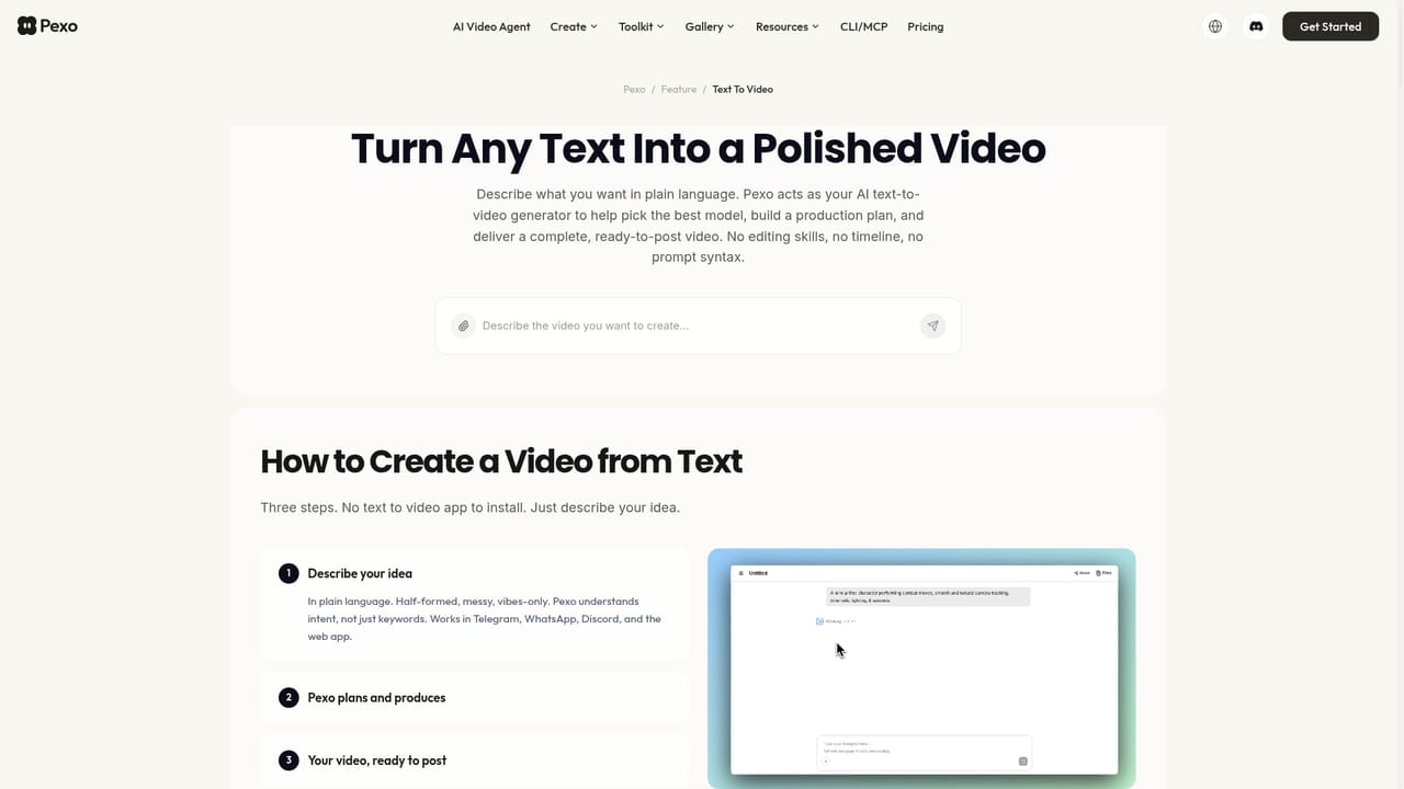 Pexo AI — Paste a script or describe the plot
