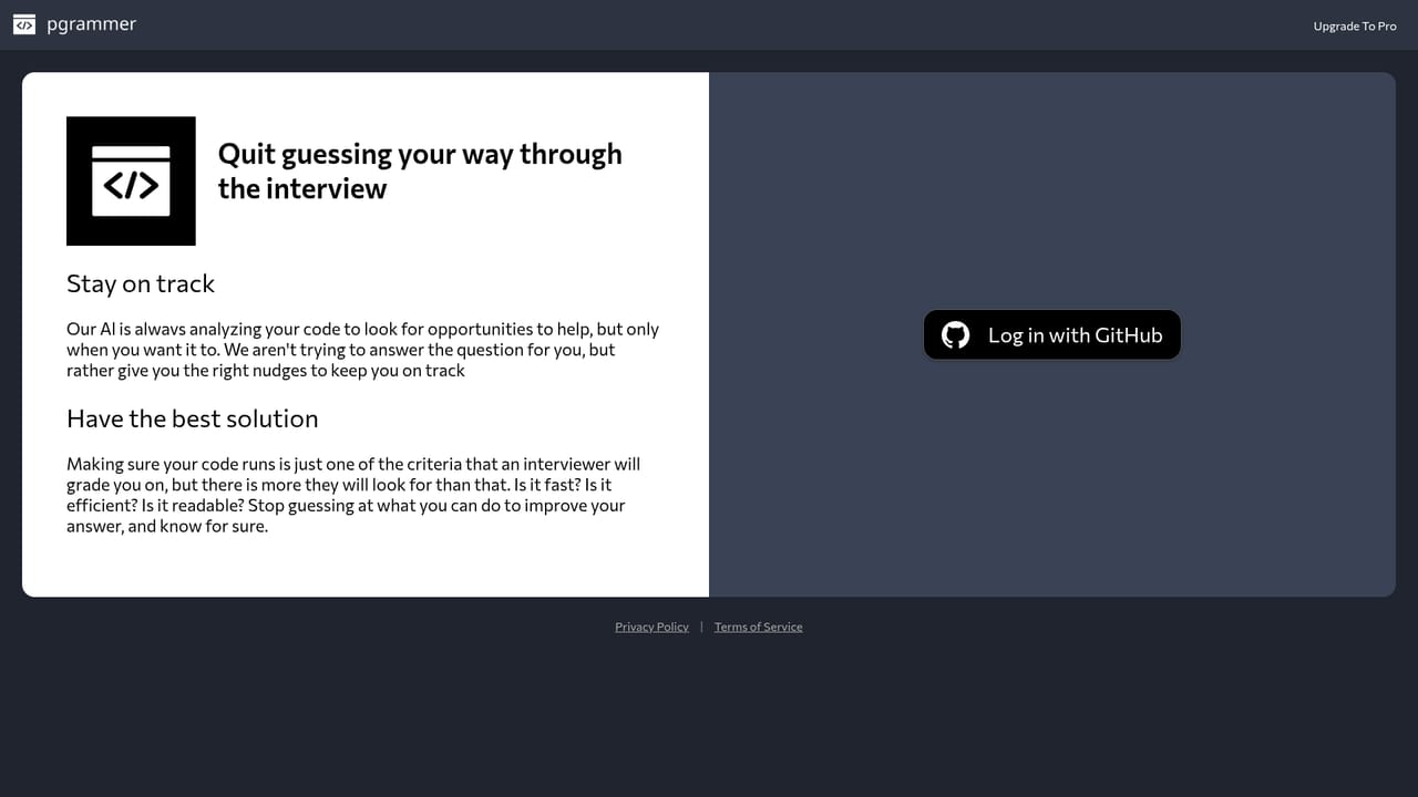Pgrammer — Create an account on the web app