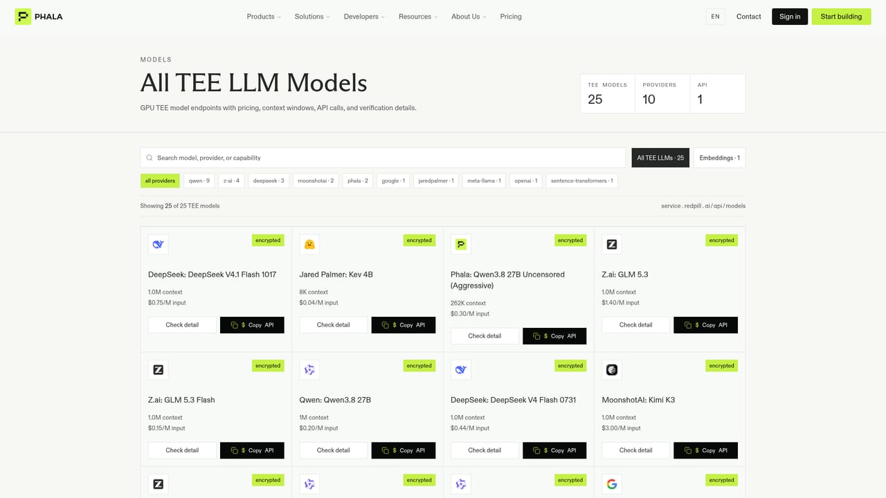 Phala Cloud — Pick a model or provision GPU capacity