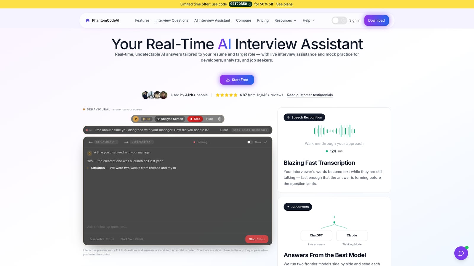 Phantom Code AI — Create an account and claim free credits