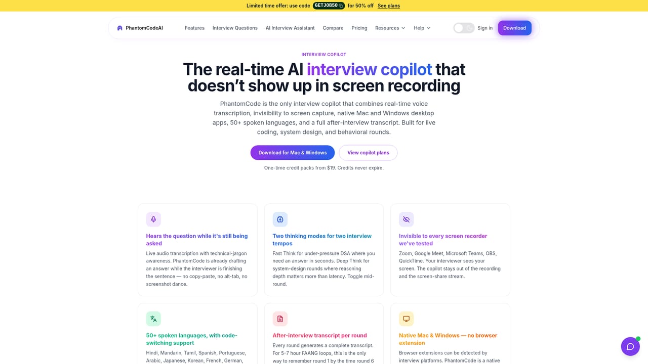 Phantom Code AI — Choose Live Interview or Online Round