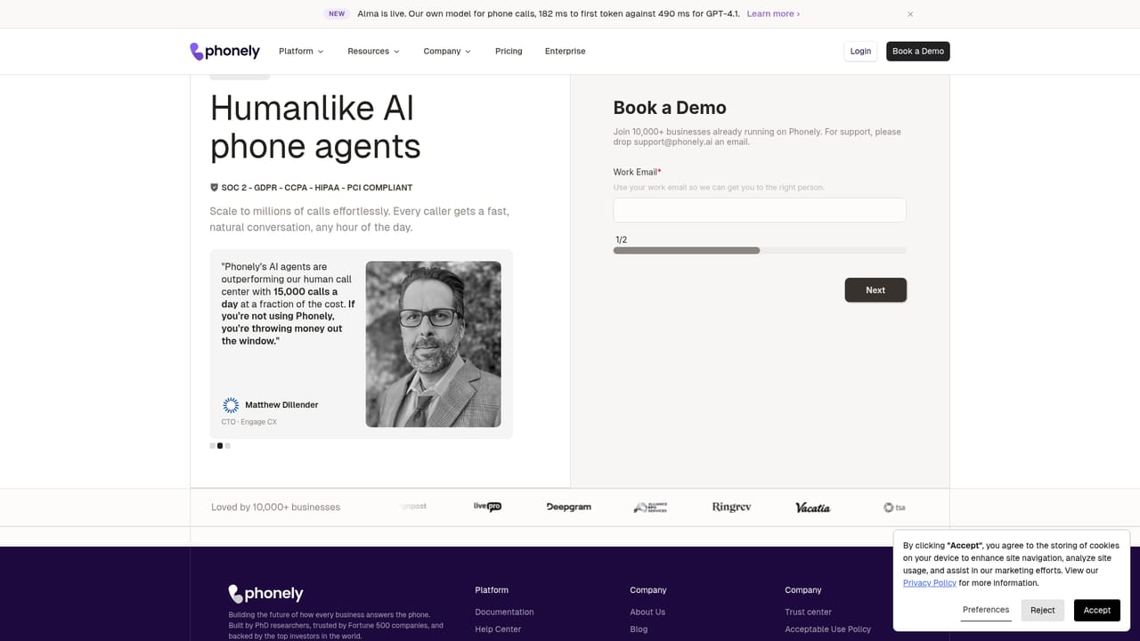 Phonely AI — Book a demo and scope the call flows