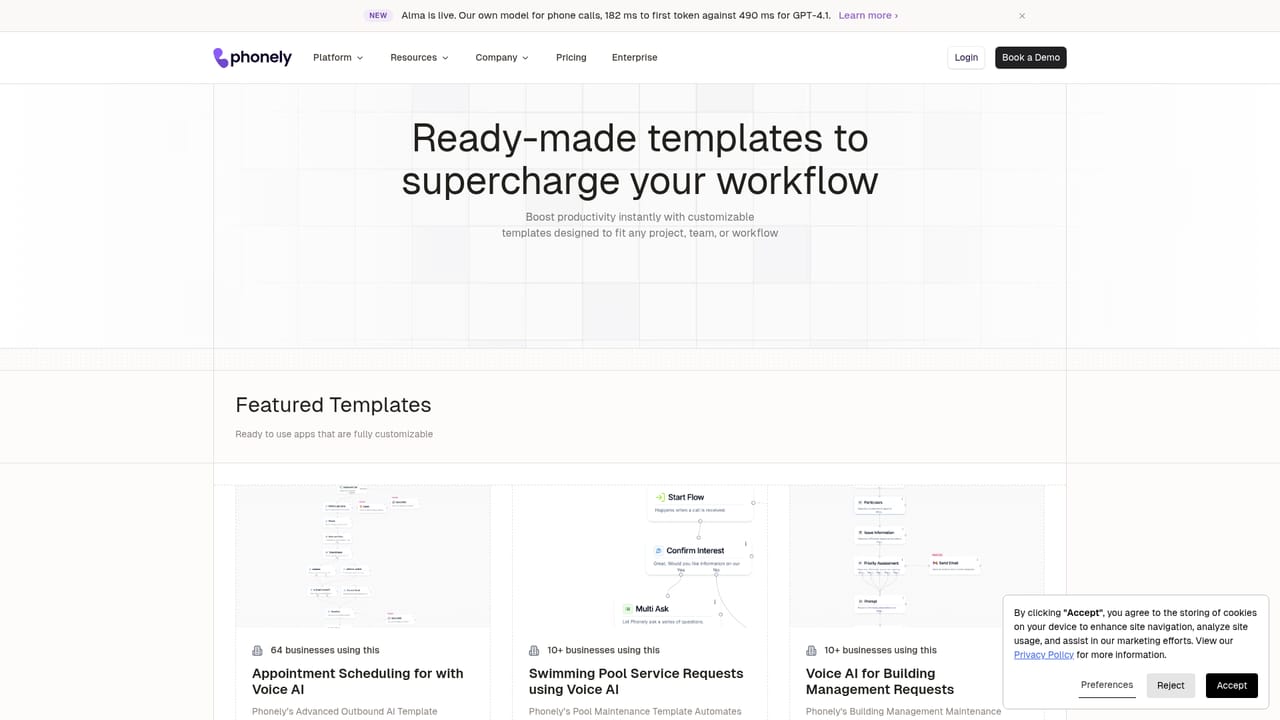 Phonely AI — Pick a template close to your use case