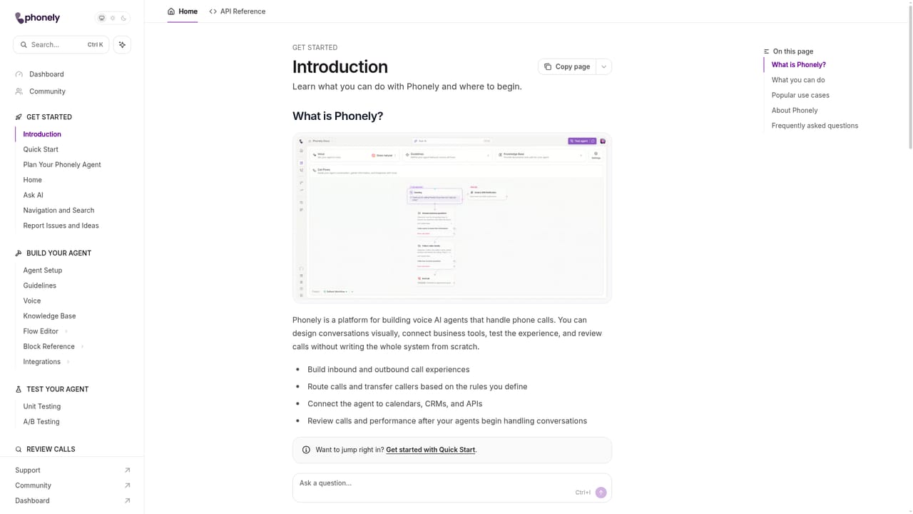 Phonely AI — Check the docs for advanced setup