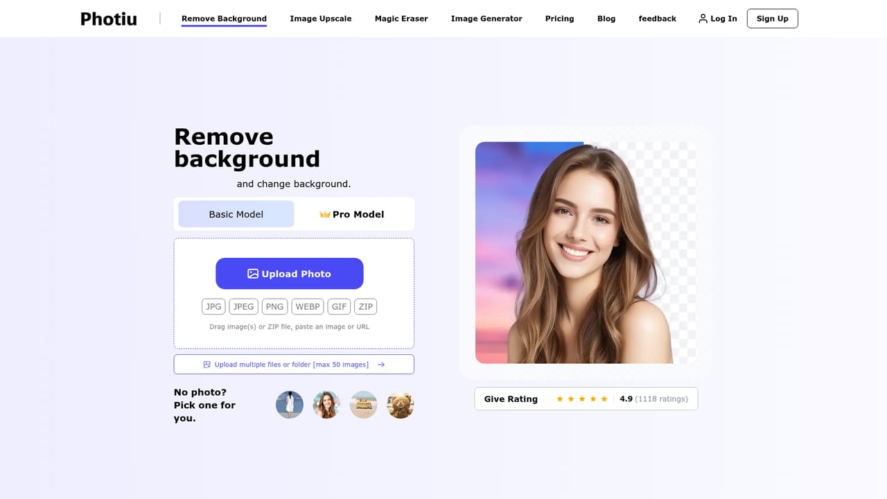 Photiu.ai — Open the background remover and upload your image