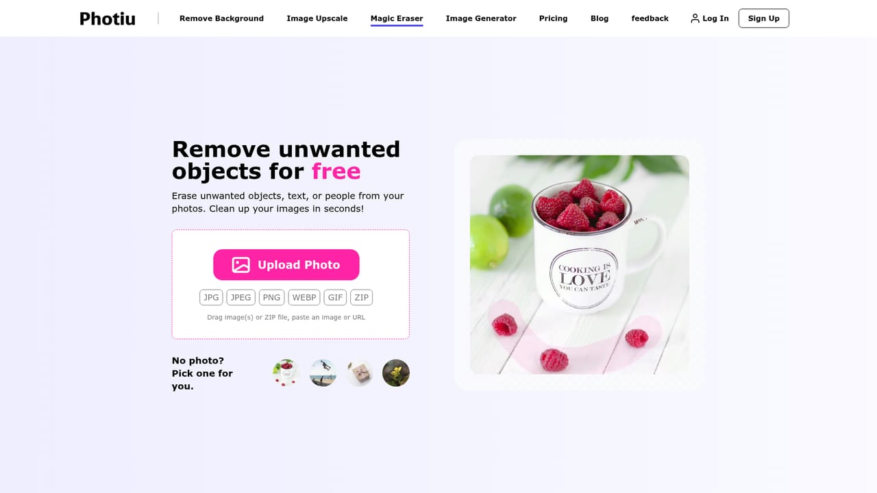 Photiu.ai — Clean up or upscale the same image if needed