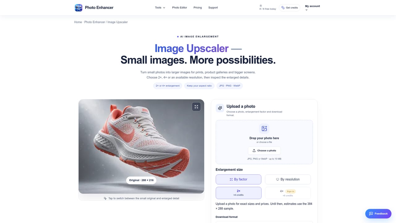 photo enhancer — Download or switch to a dedicated tool