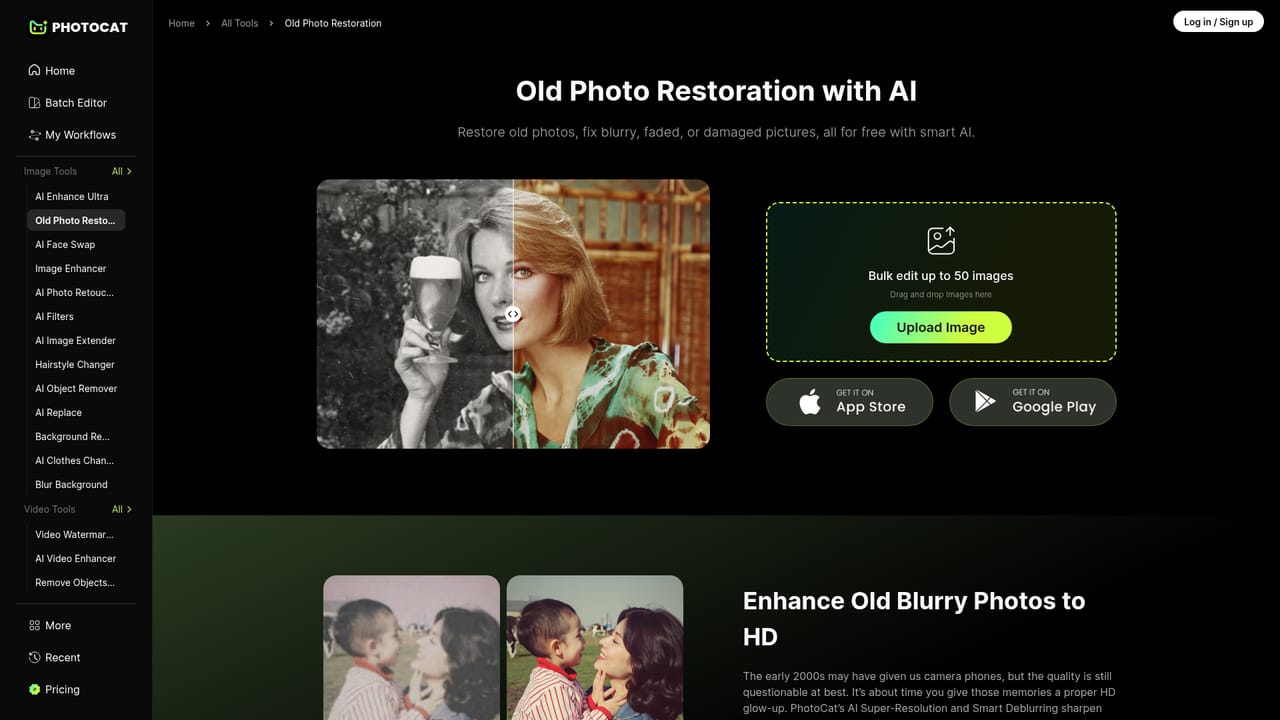 PhotoCat AI Image Extender — Restore or retouch a portrait