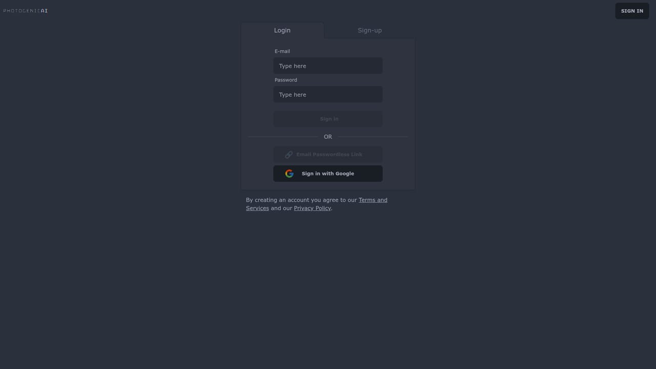 PhotogenicAI — Create your account