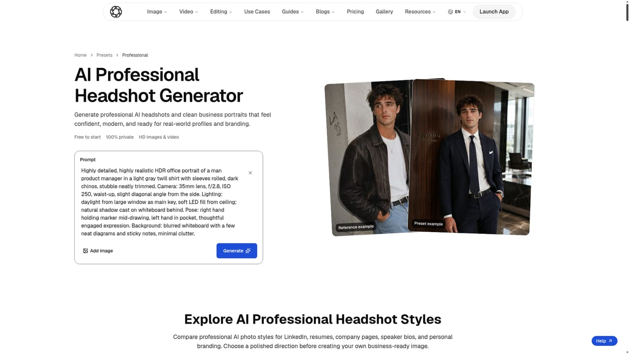 PhotoGPT — Pick a preset to set the style
