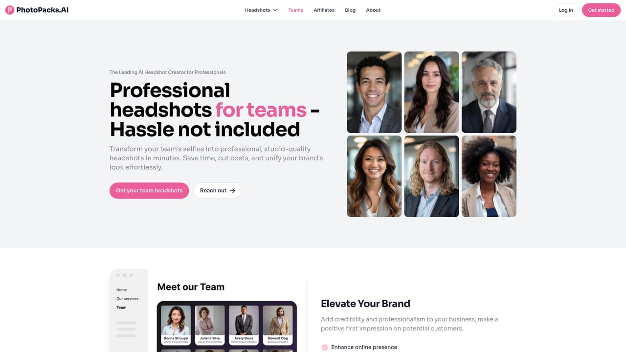 PhotoPacks.AI — Consider the team package for groups