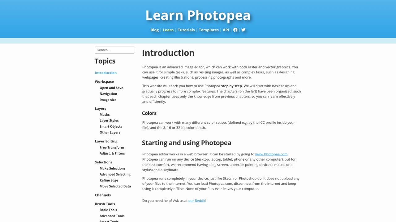 Photopea — Learn the workspace basics