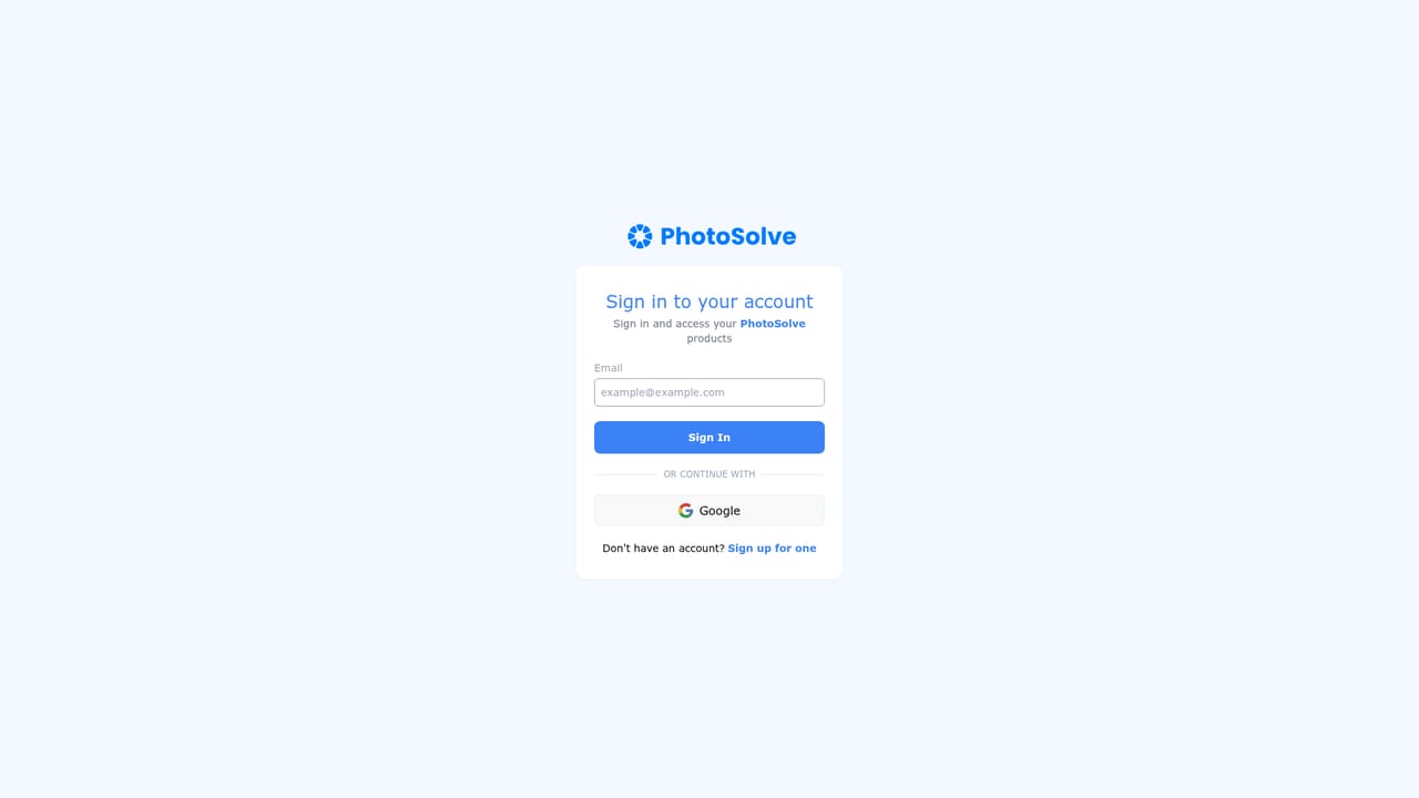 PhotoSolve — Create an account