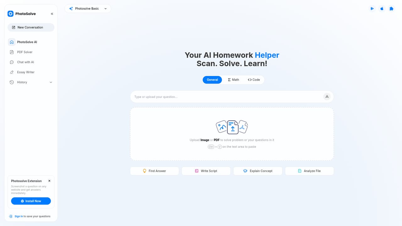PhotoSolve — Try the multi-model Homework Solver