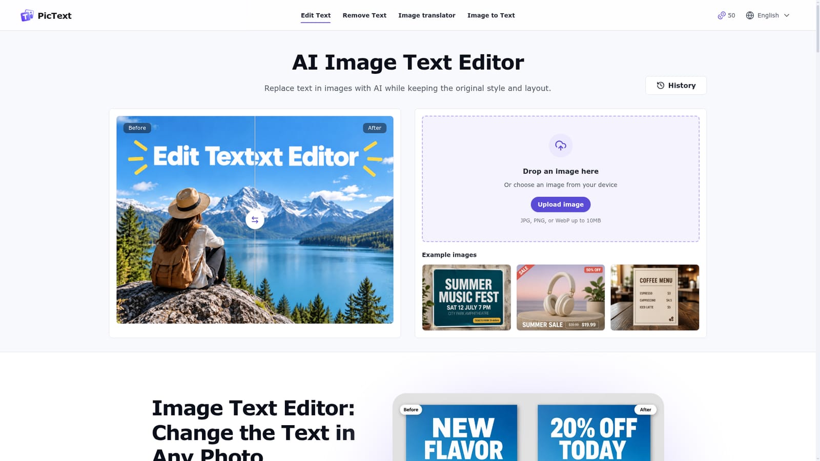 PicText — Upload the image you want to edit