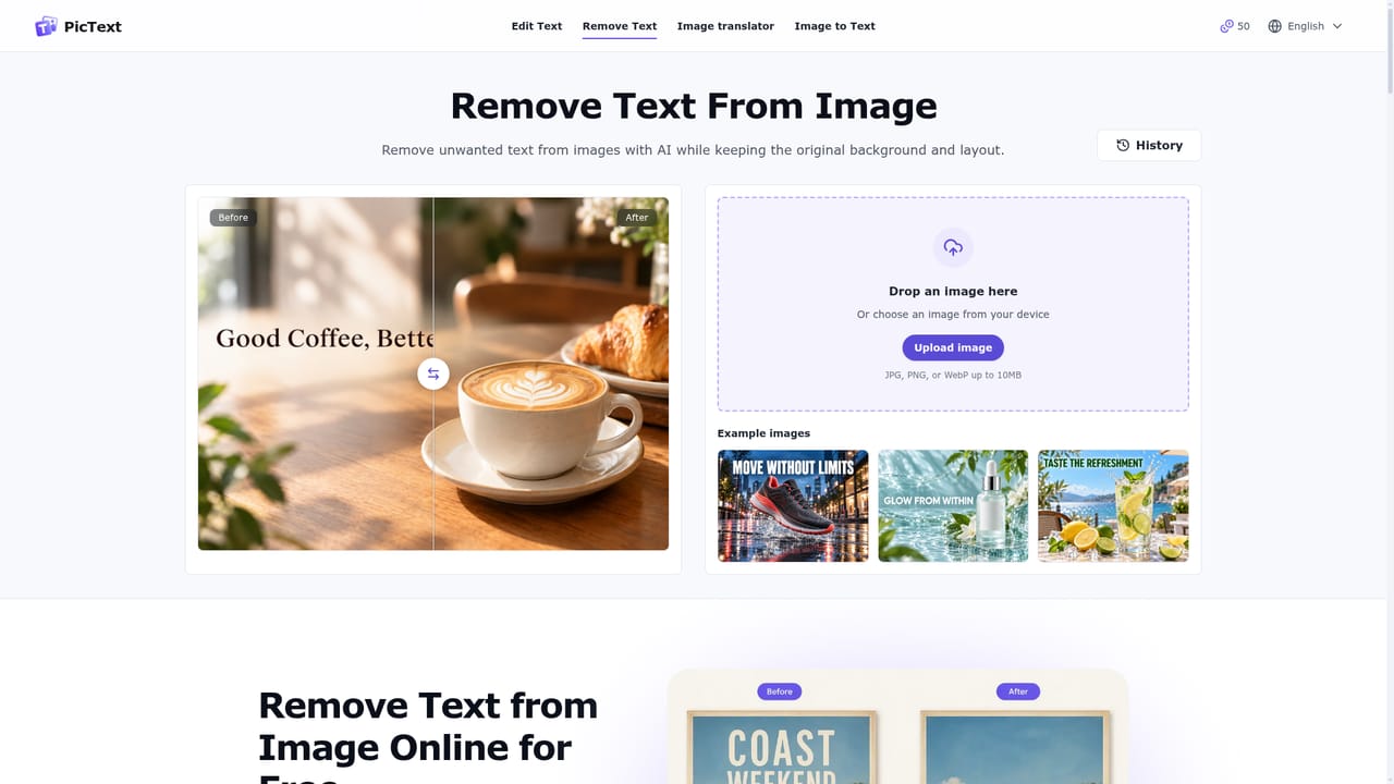 PicText — Try text removal or translation if needed