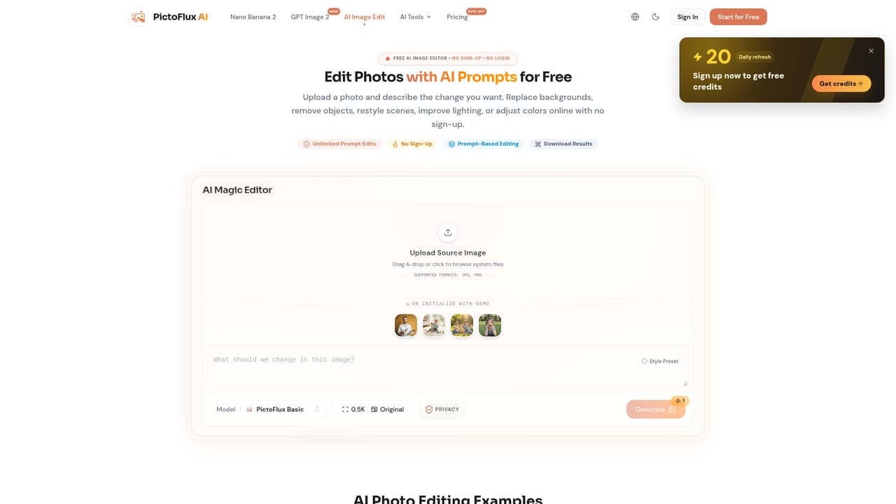 PictoFlux AI — Edit the result with the AI image editor