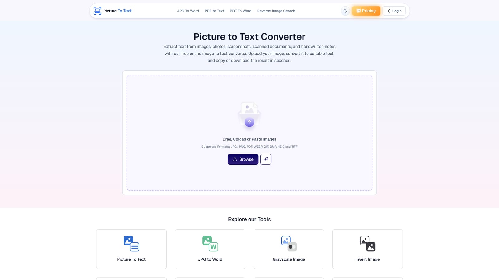 Picture To Text Converter — Open the converter