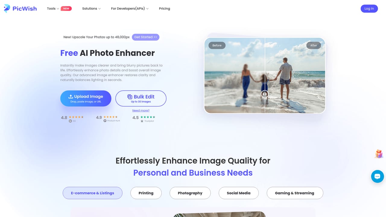 Picwish — Recover resolution or sharpness