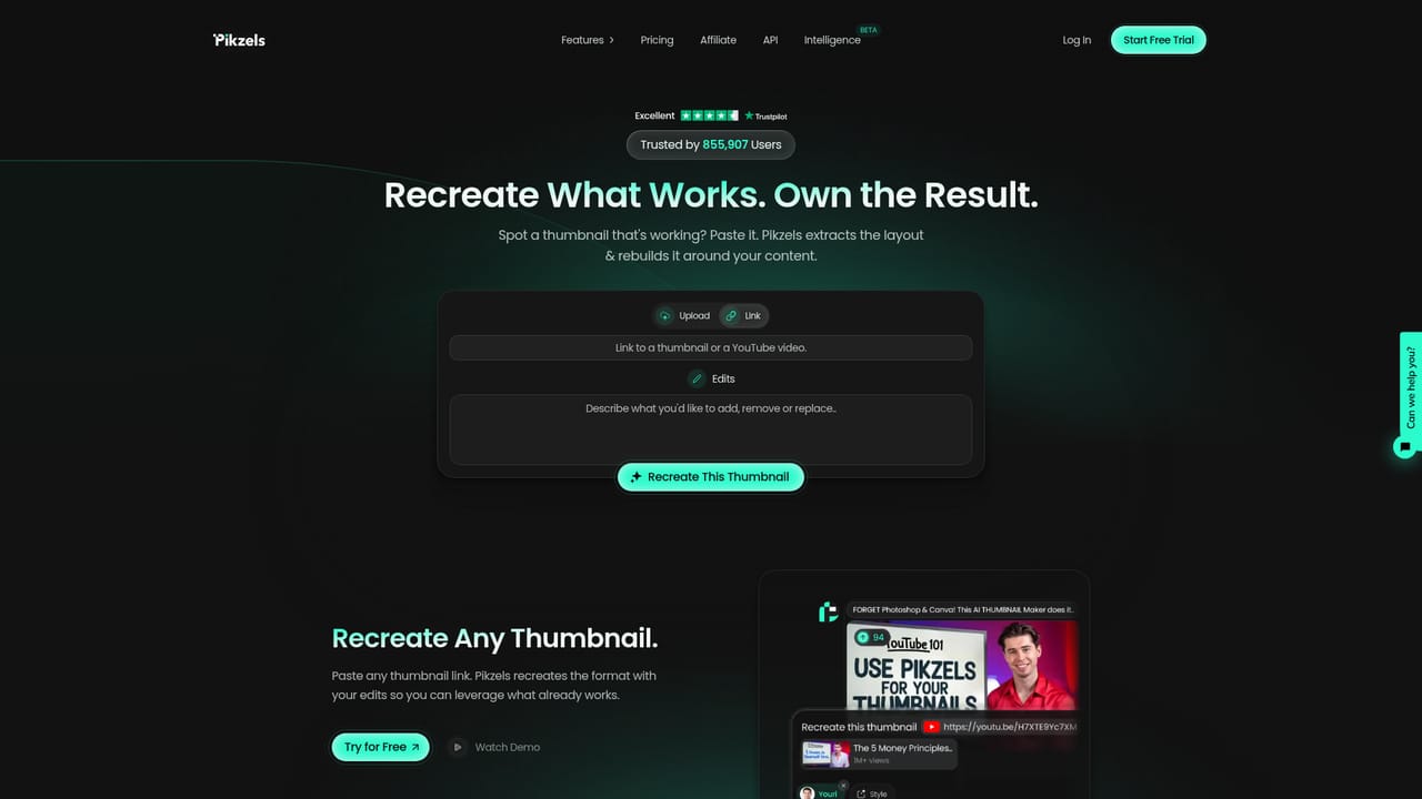 Pikzels — Recreate a thumbnail format that works