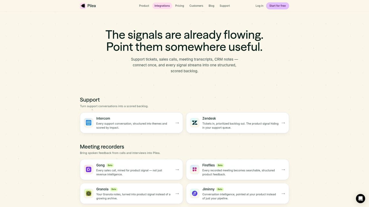 Pilea AI — Connect Slack, Intercom or HubSpot