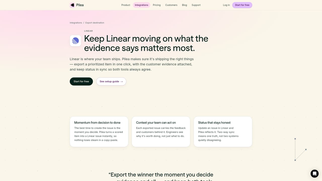 Pilea AI — Push ranked items to your tracker