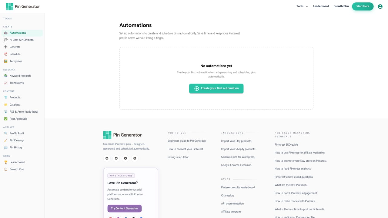 Pin Generator — Pick a cadence and pin volume