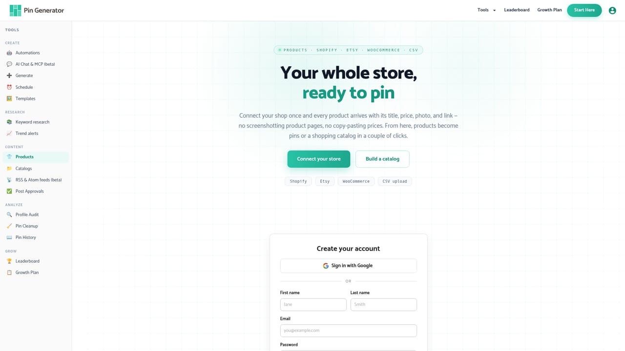 Pin Generator — Connect your content source