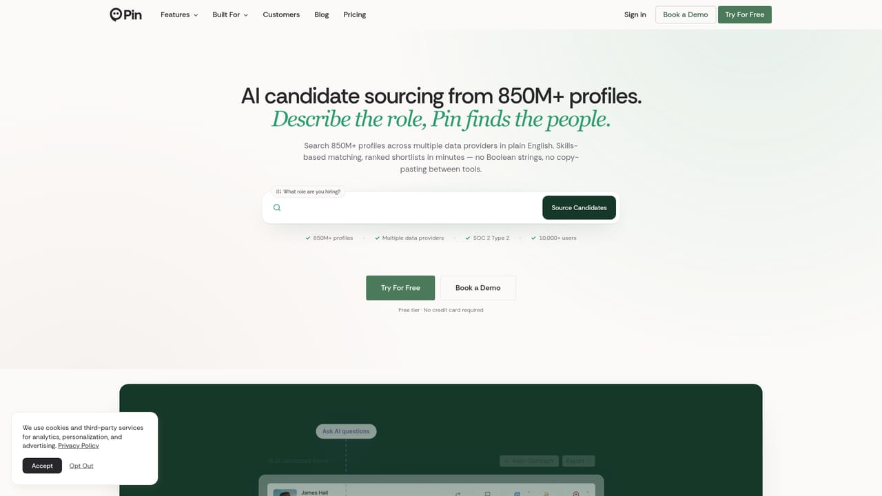 Pin — Review the ranked shortlist and tune criteria
