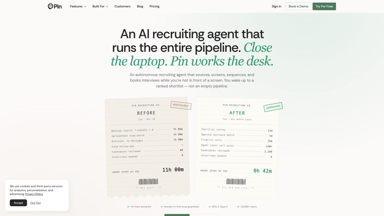 Pin — Let the agent work the pipeline