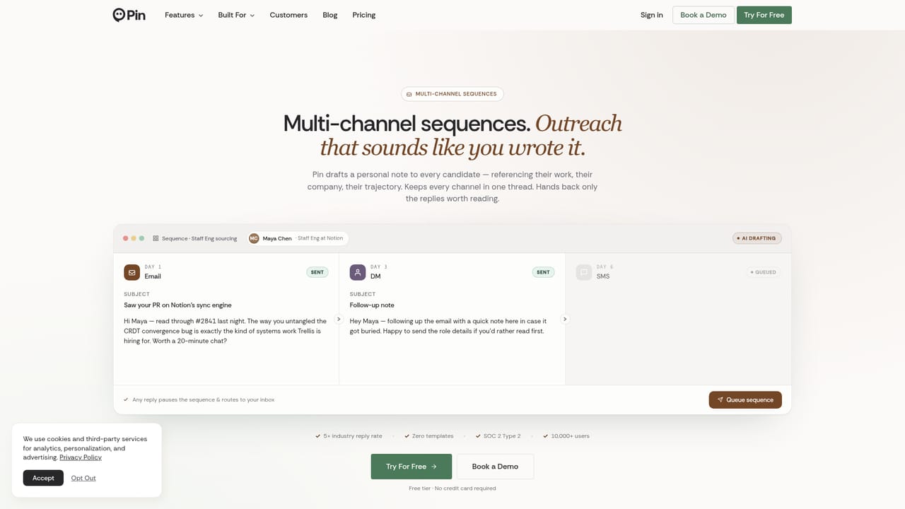 Pin — Launch an outreach sequence