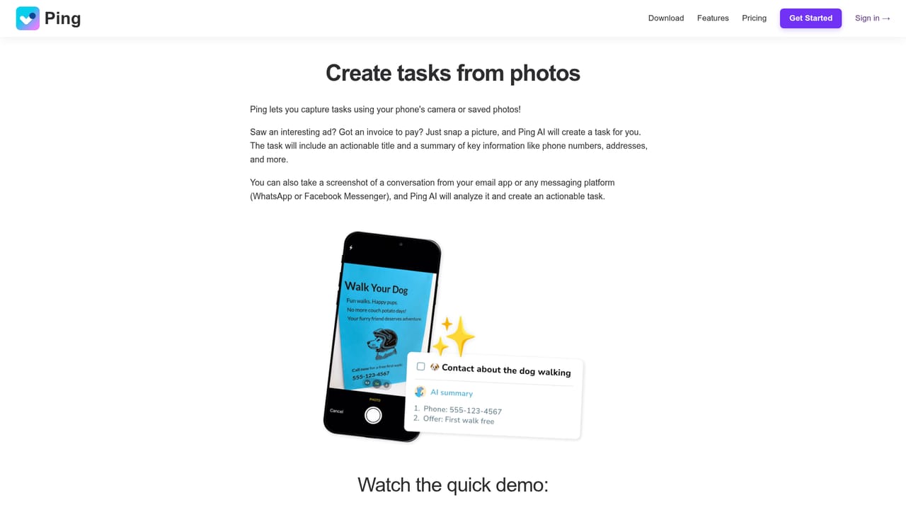 Ping — Capture tasks the AI way