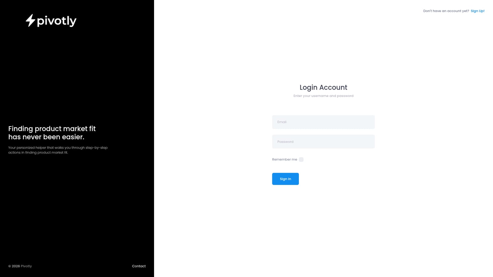 Pivotly — Sign in to the workspace