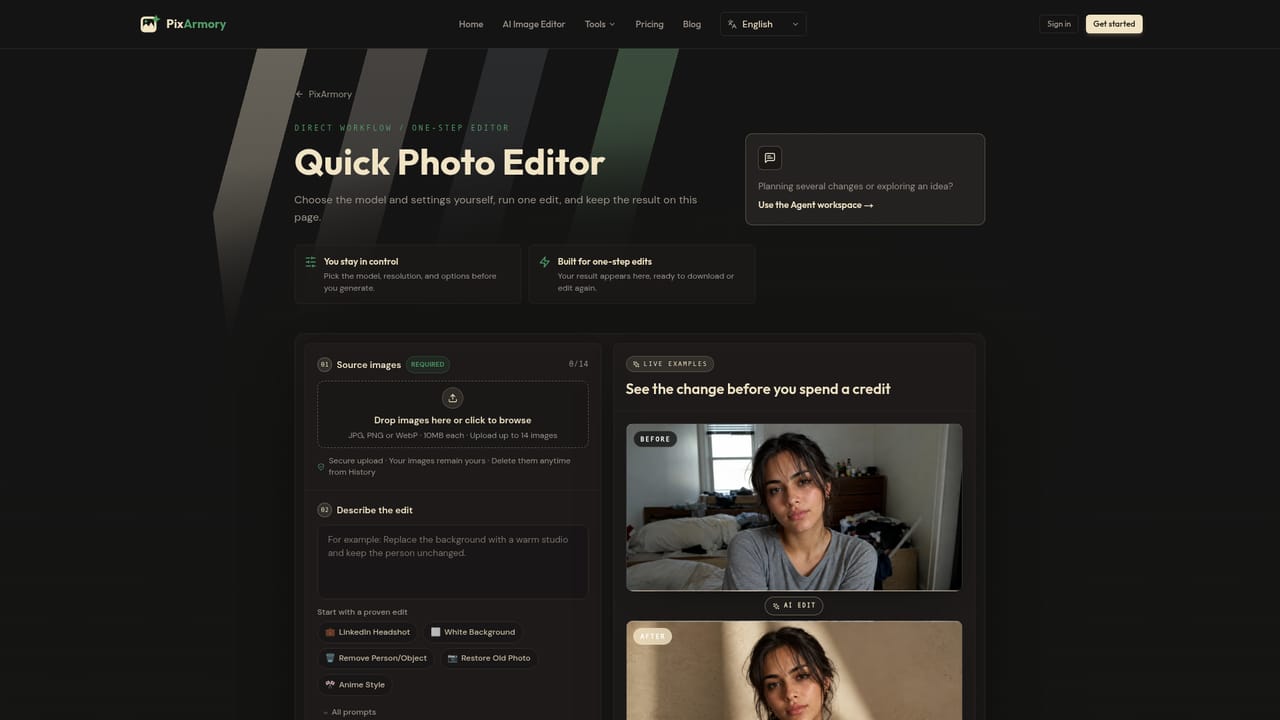 PixArmory — Pick a model and check the credit cost