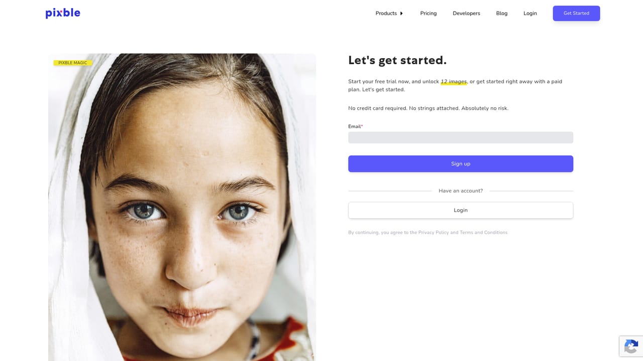 Pixble — Create an account