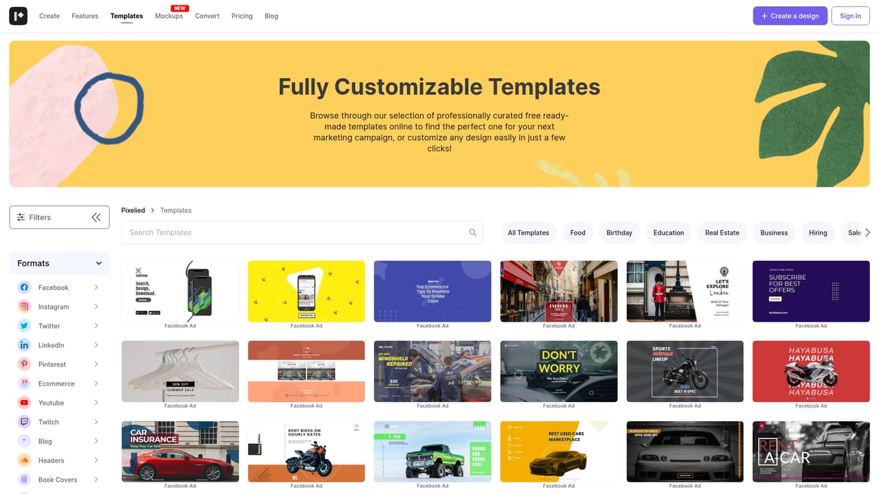 Pixelied — Choose a template or upload your own image