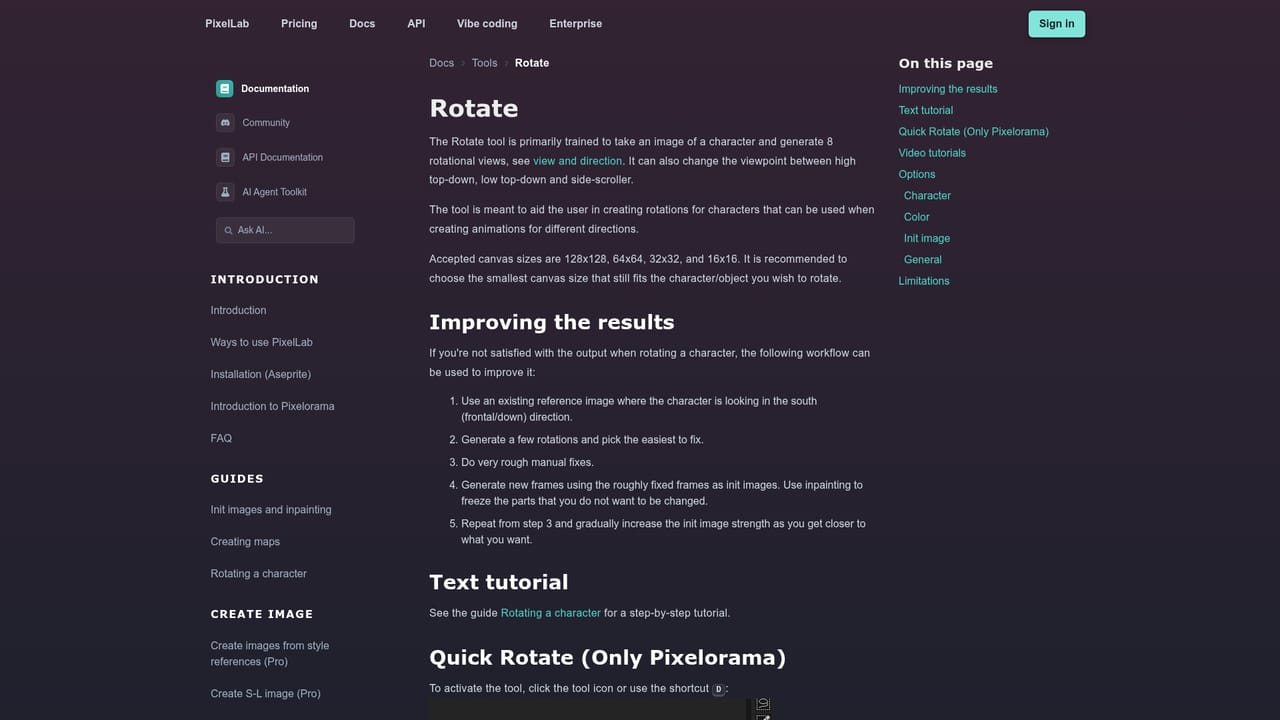 PixelLab — Rotate and animate the sprite