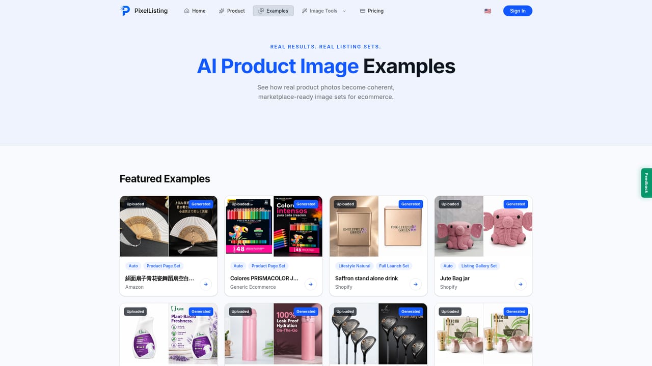 PixelListing — Browse example sets before you start