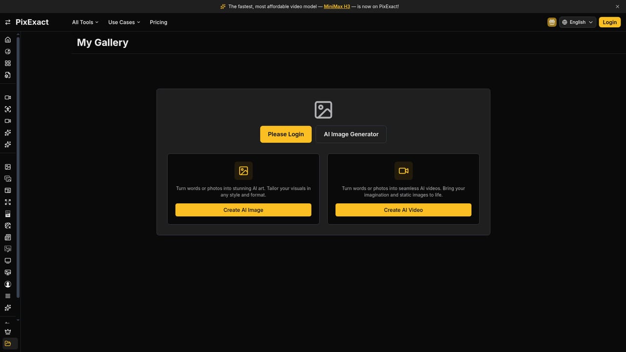 PixExact — Check credits and generate
