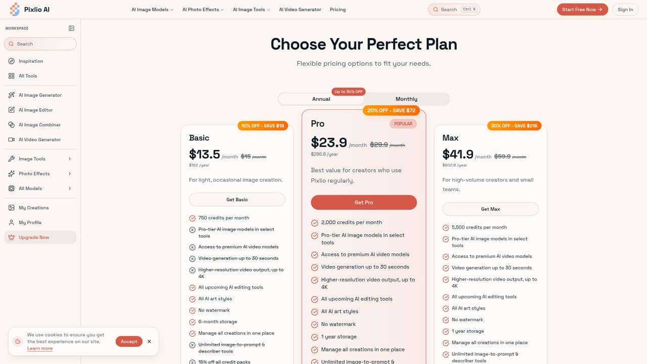 Pixlio AI — Compare plans and download