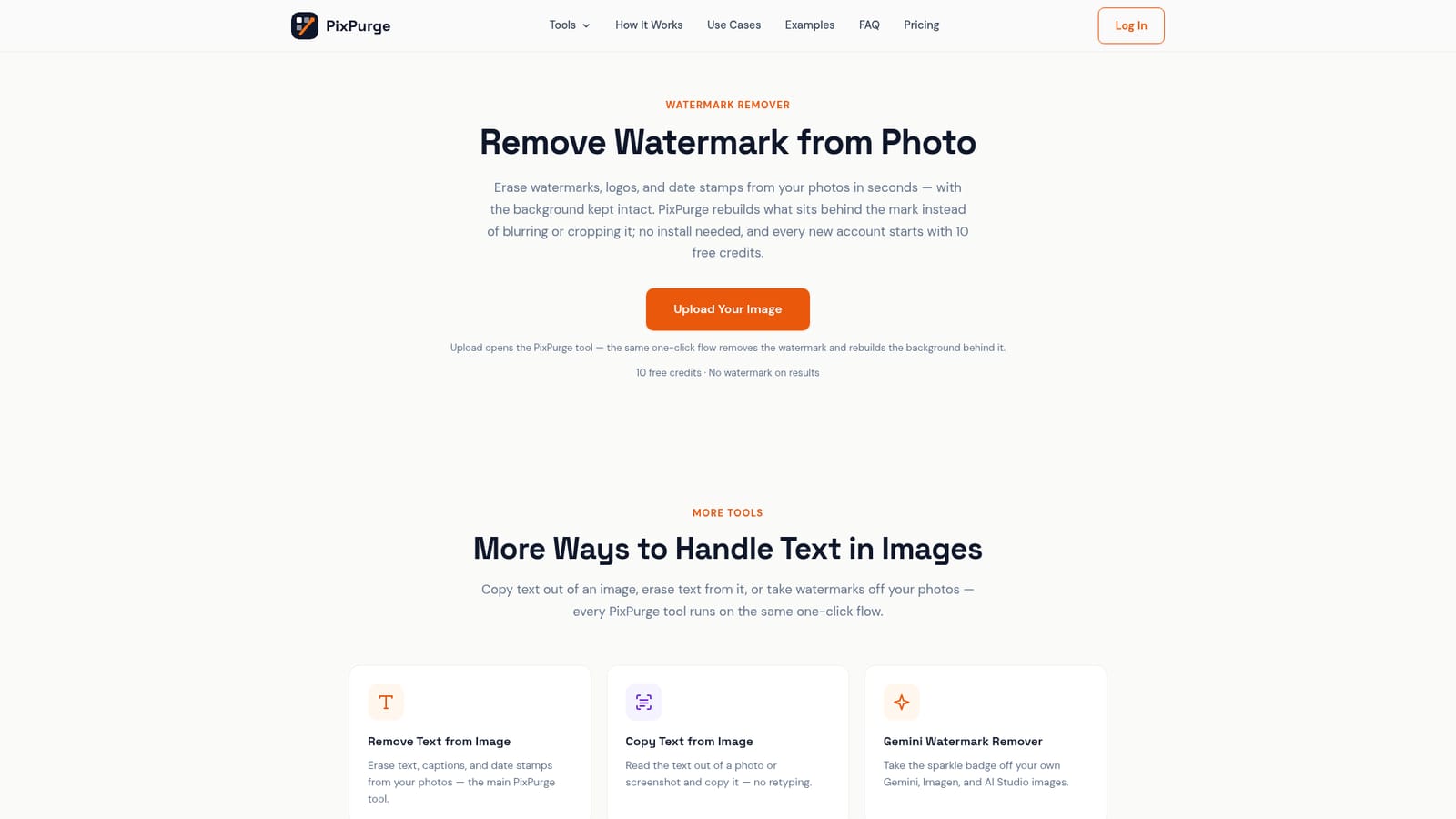 PixPurge — Upload the image with the watermark