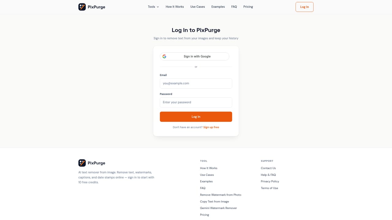 PixPurge — Create an account and claim free credits