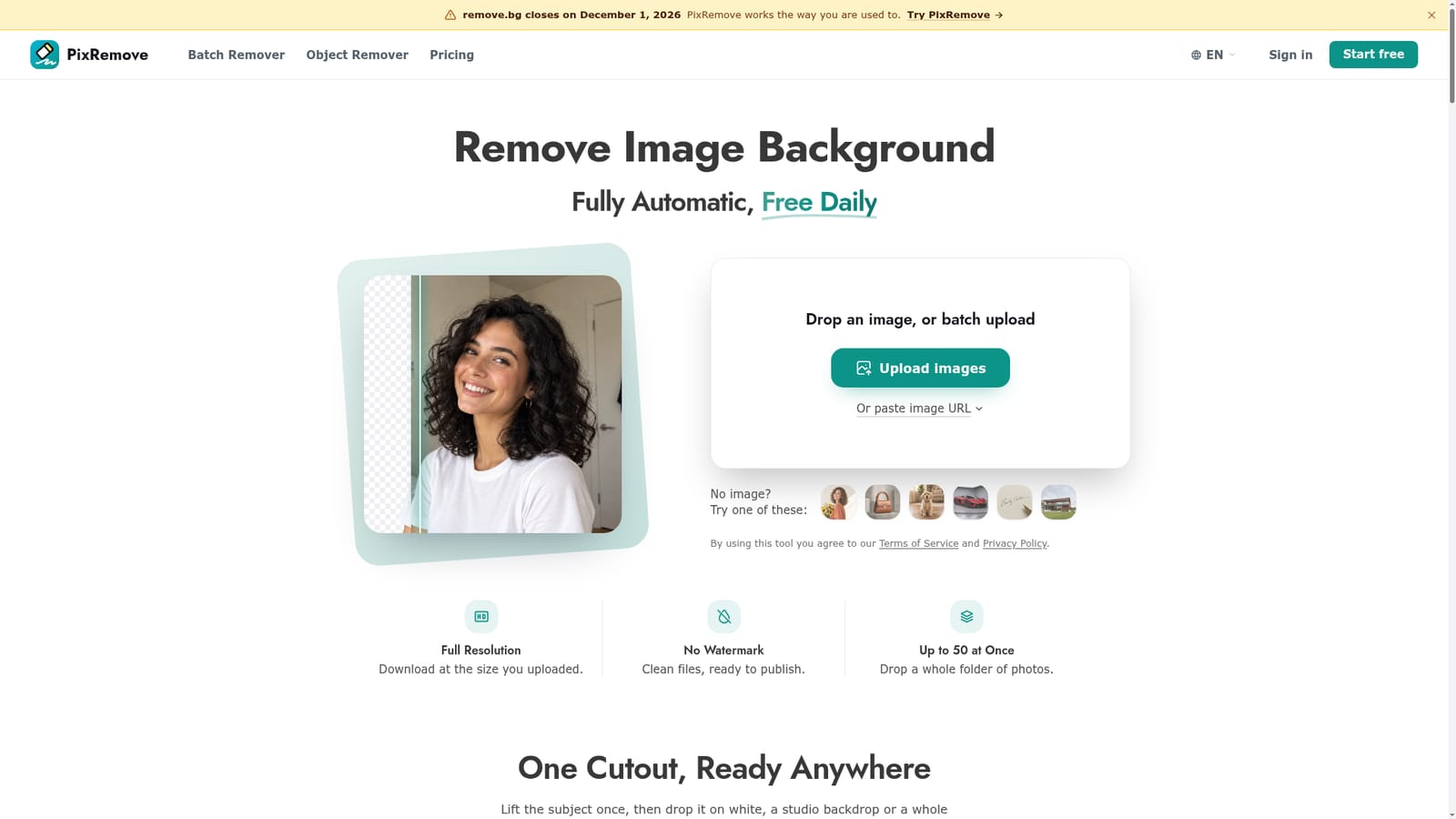 PixRemove — Upload or import an image