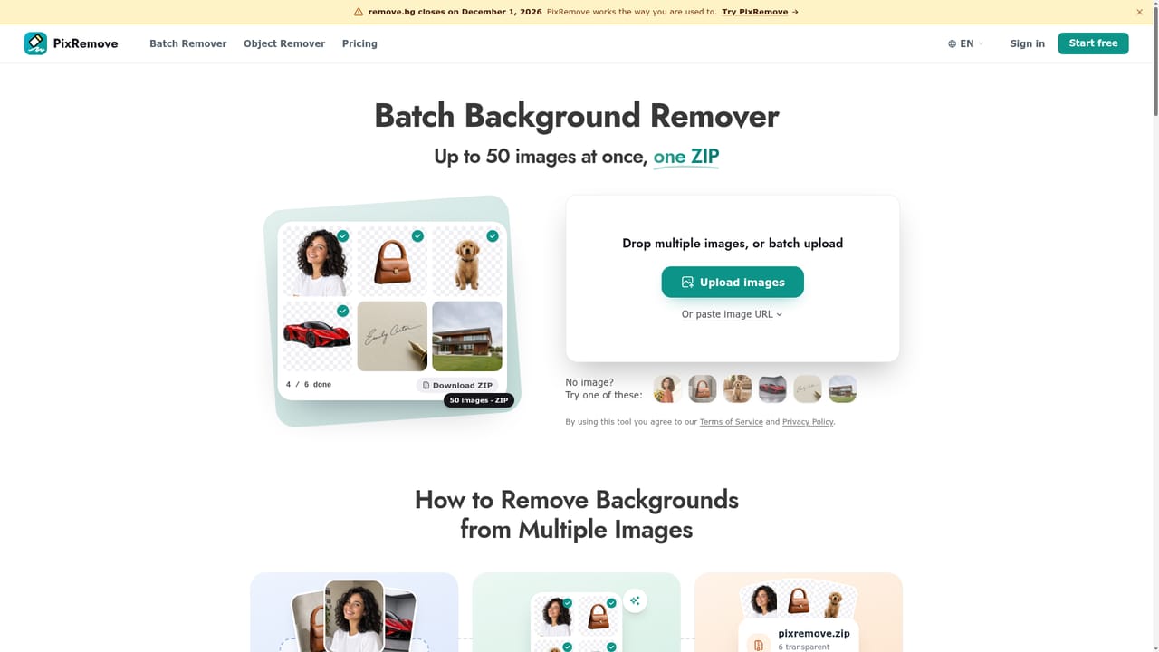 PixRemove — Process a whole set