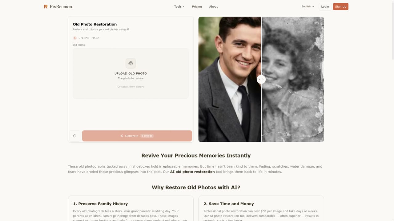 PixReunion — Restore or upscale old photos
