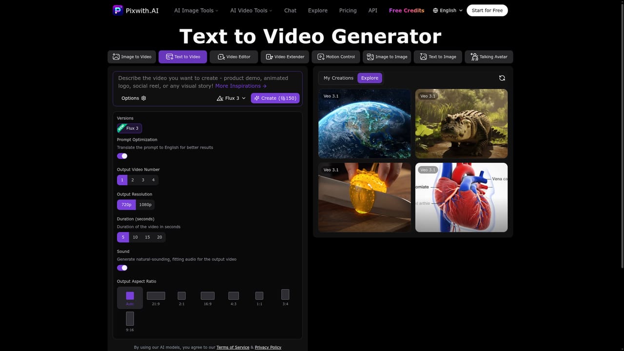 Pixwith AI — Try text to video or the extender