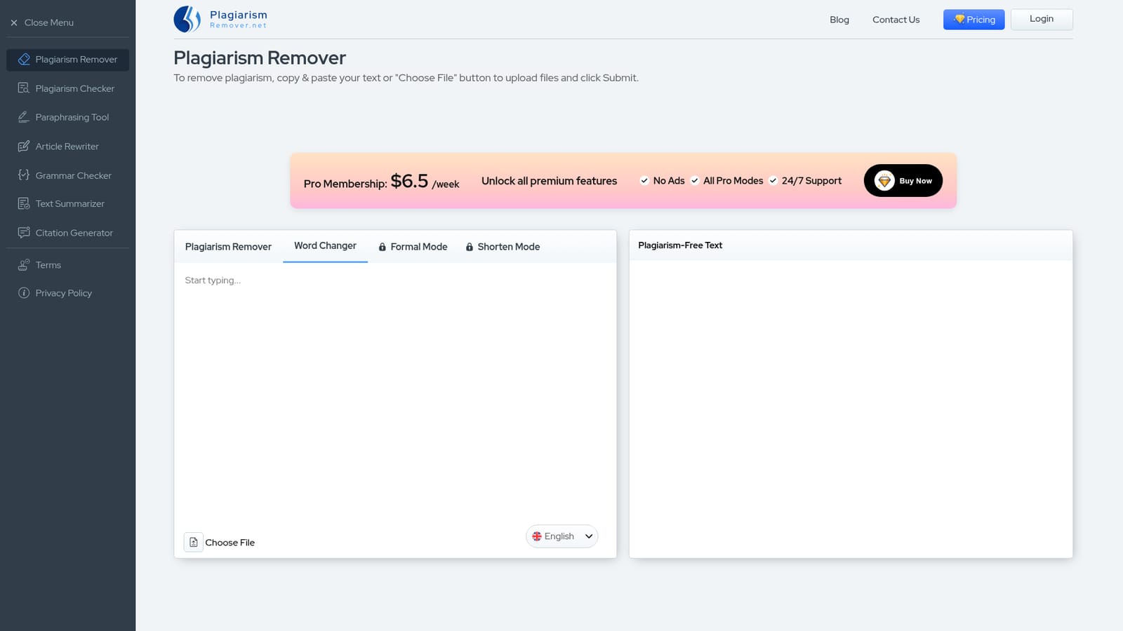 Plagiarismremover — Open the Plagiarism Remover tool