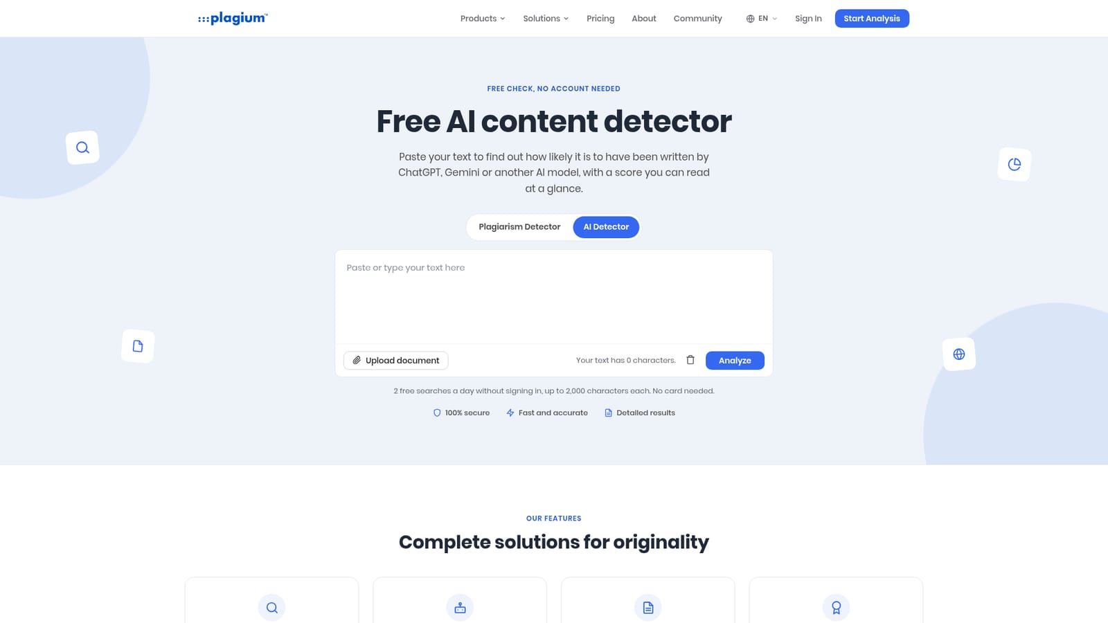 Plagium AI Detector — Open the free AI detector