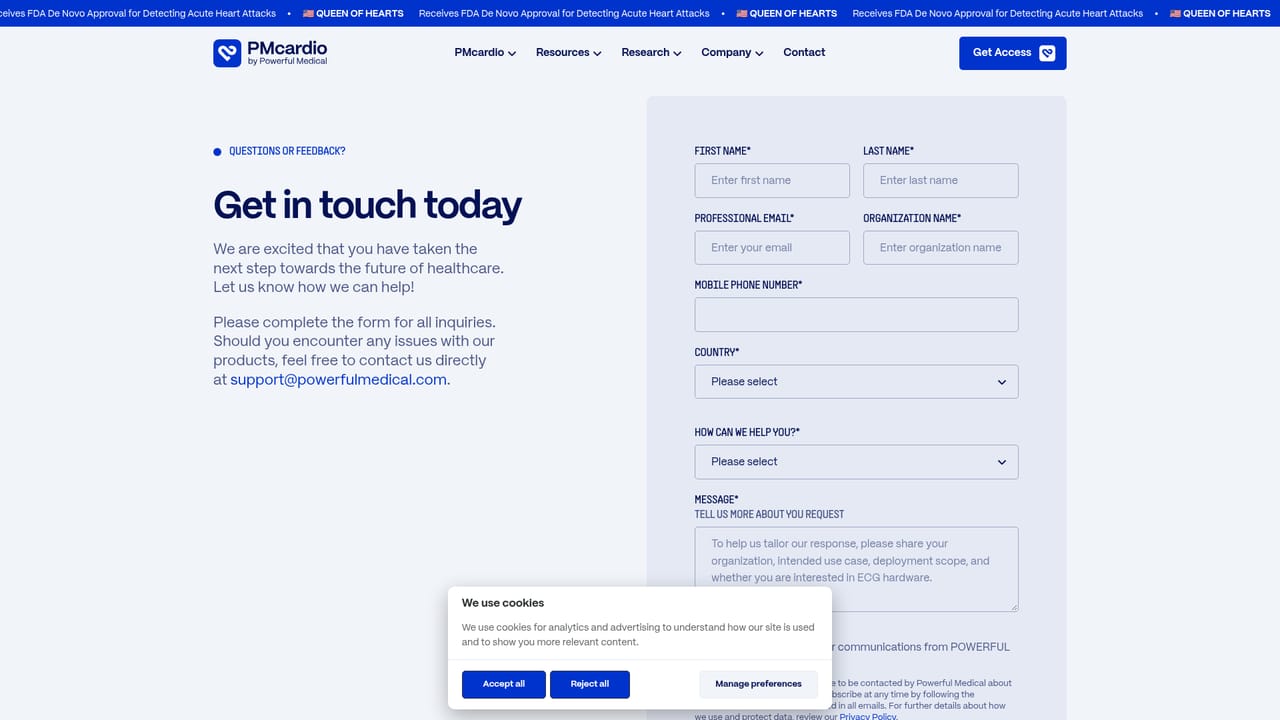 PMcardio — Contact the team for organization rollout